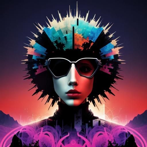 Abstract Collage: Roots, Gears, and Silhouette