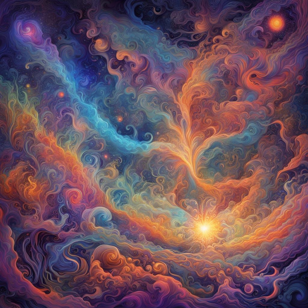 Astral Illustration of Luminous Entity Pulsing with Sound