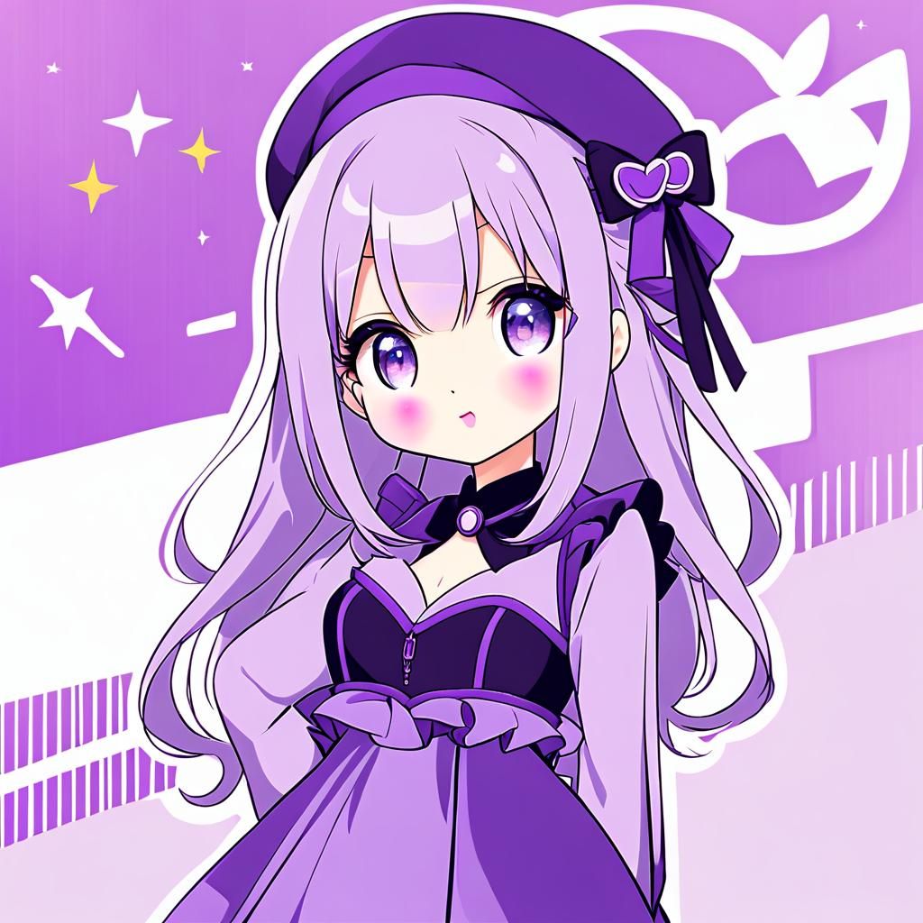 Anime Woman with Purple Hair in Heroine Outfit