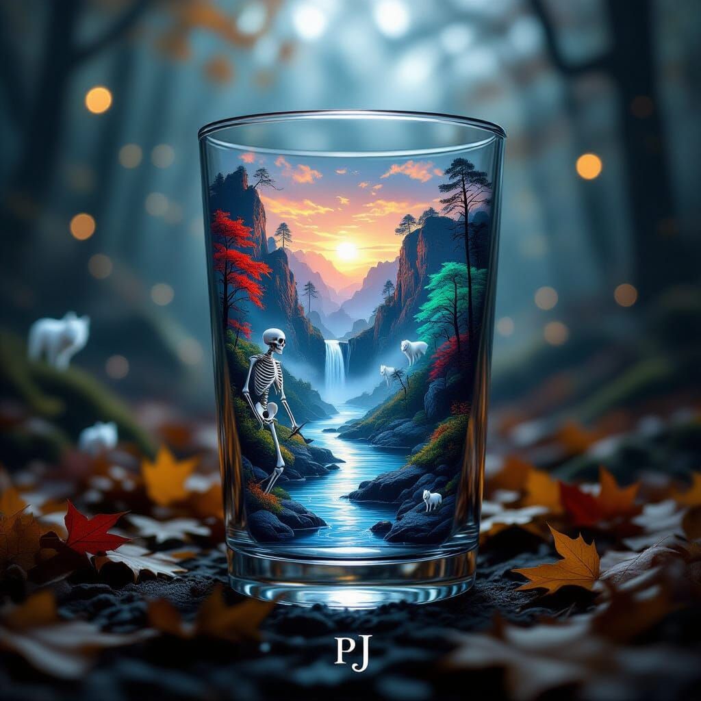 Skeleton Warrior in Forest Tumbler - Magic Realism