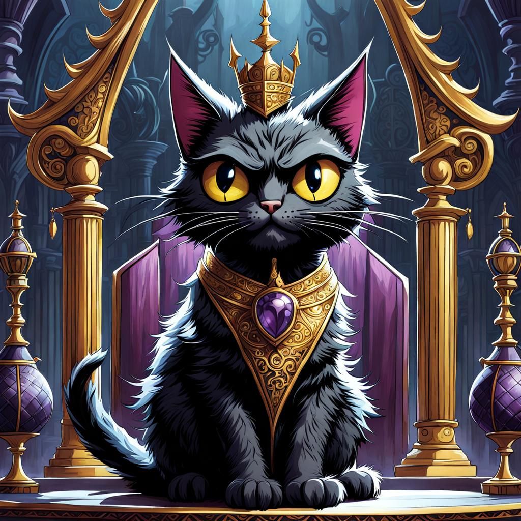 Cat Villain Scheming in Shadows: Fantasycore Art