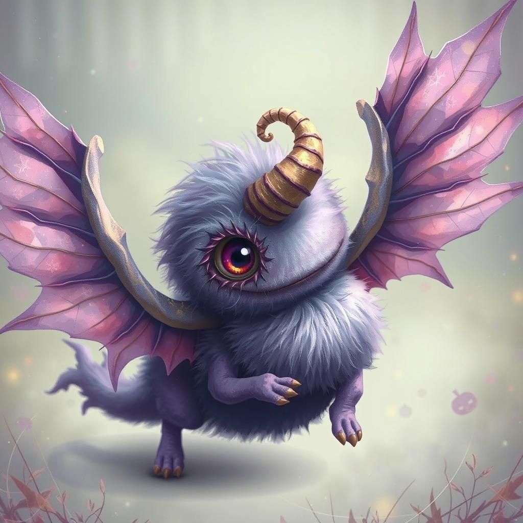 Whimsical Flying Purple People Eater Halloween Fantasy