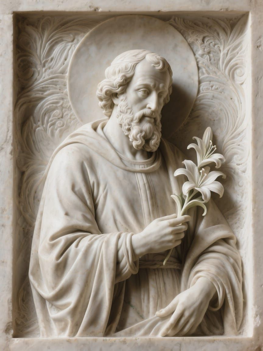 St Joseph Bas-Relief Sculpture in Baroque Style