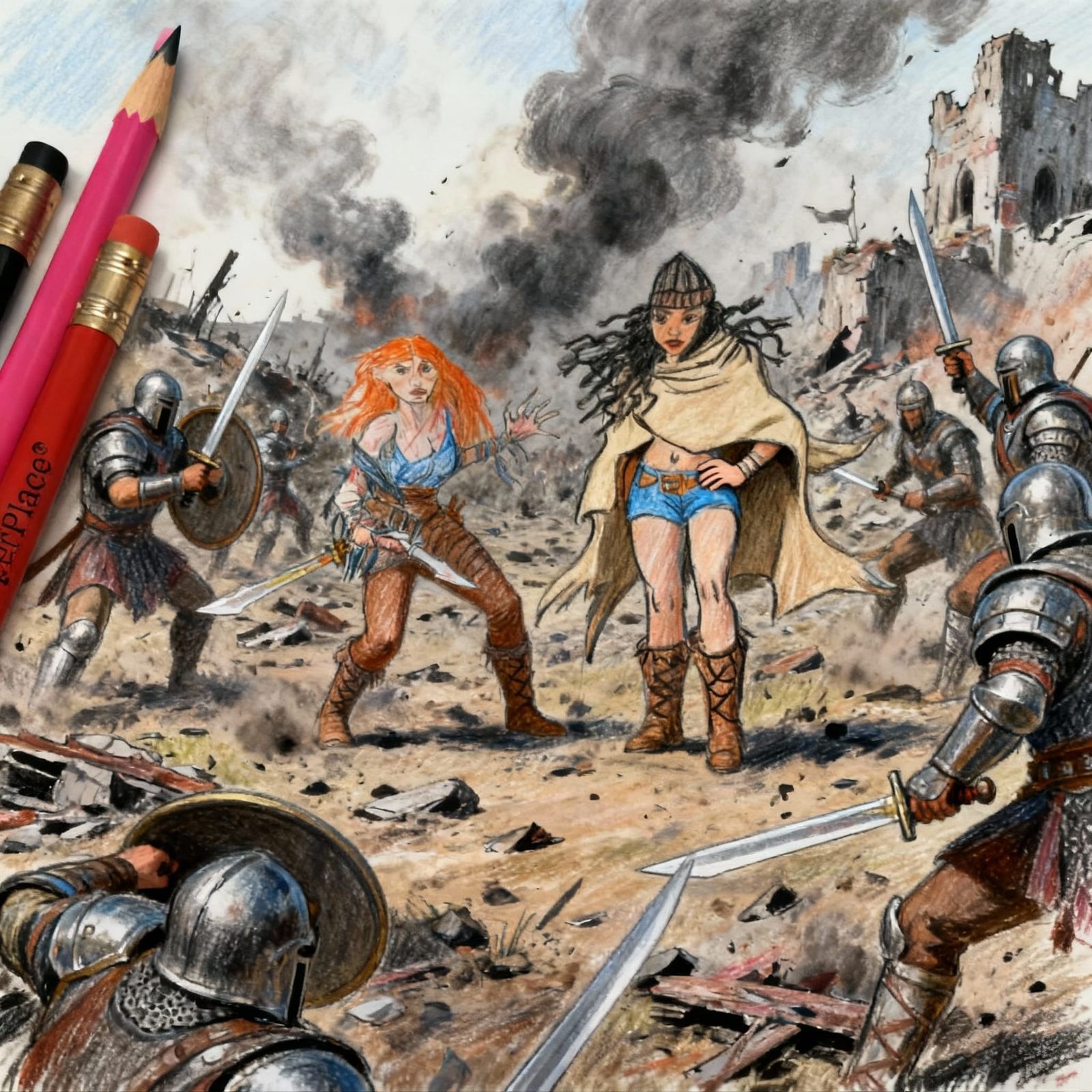 Epic Warrior Battle Scene in Dynamic Action