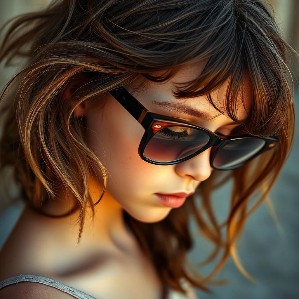 Teen with Sunglasses in Photorealistic Portrait