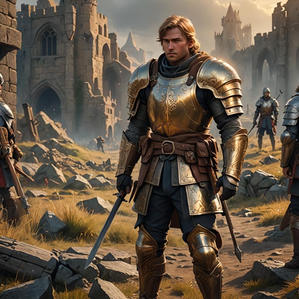 Anglo Soldier Prepares for Siege: Cartoon Style