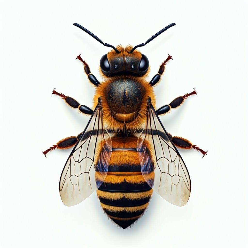 Realistic Bee Top View: Detailed Matte Painting