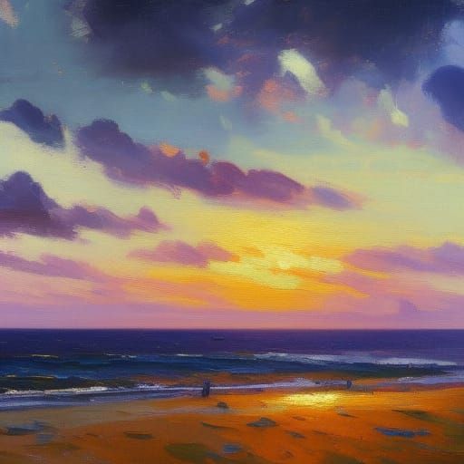 Dunkirk Impressionist Seascape in Oil with Magic Light