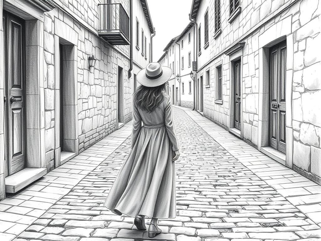 Calm Contemplation in a Historic European Alley