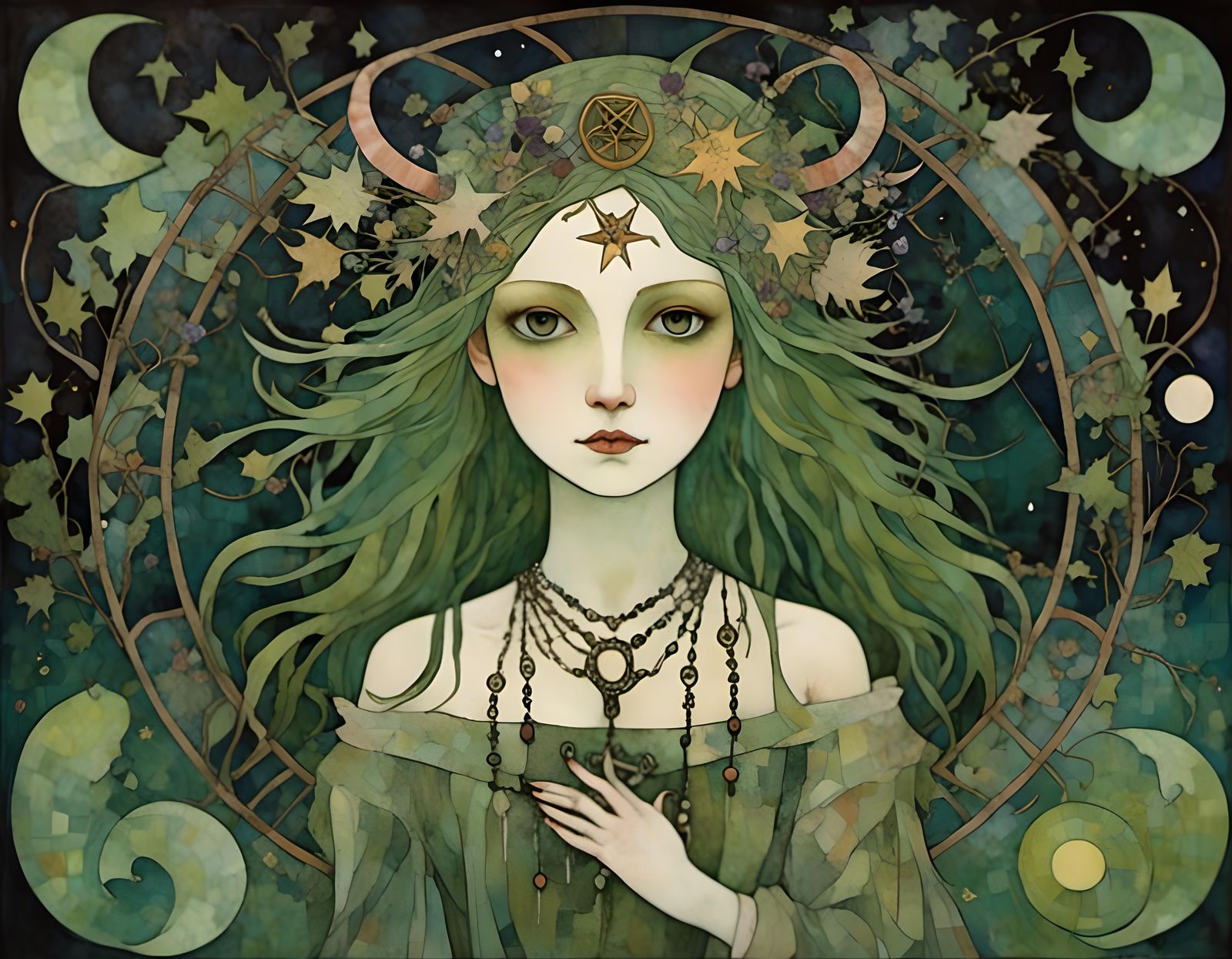 Gothic Witch Twins in Dark Gothic Art