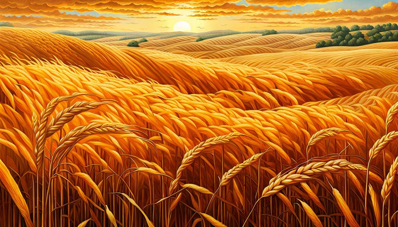 Ultrarealistic Amber Waves of Grain Landscape