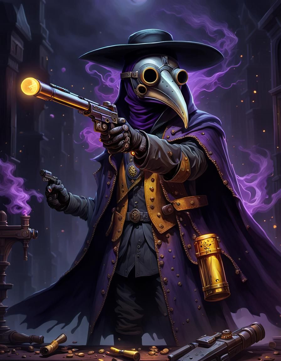 Mechanical Plague Doctor Fires Cursed Bullet