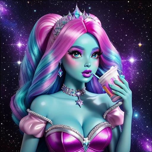 Barbie and Lagoona Monster High Galaxy Milkshake