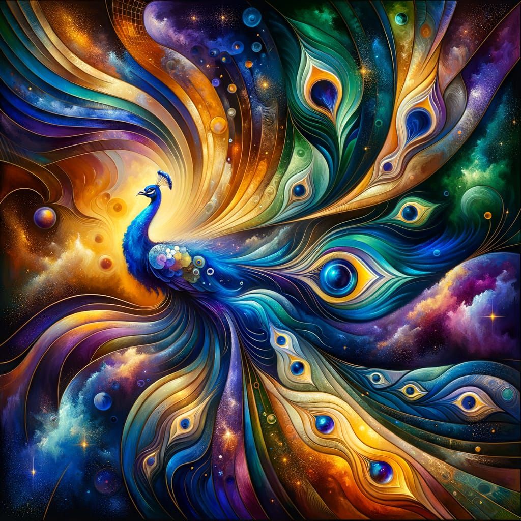 Abstract Peacock in Cosmic Abstraction