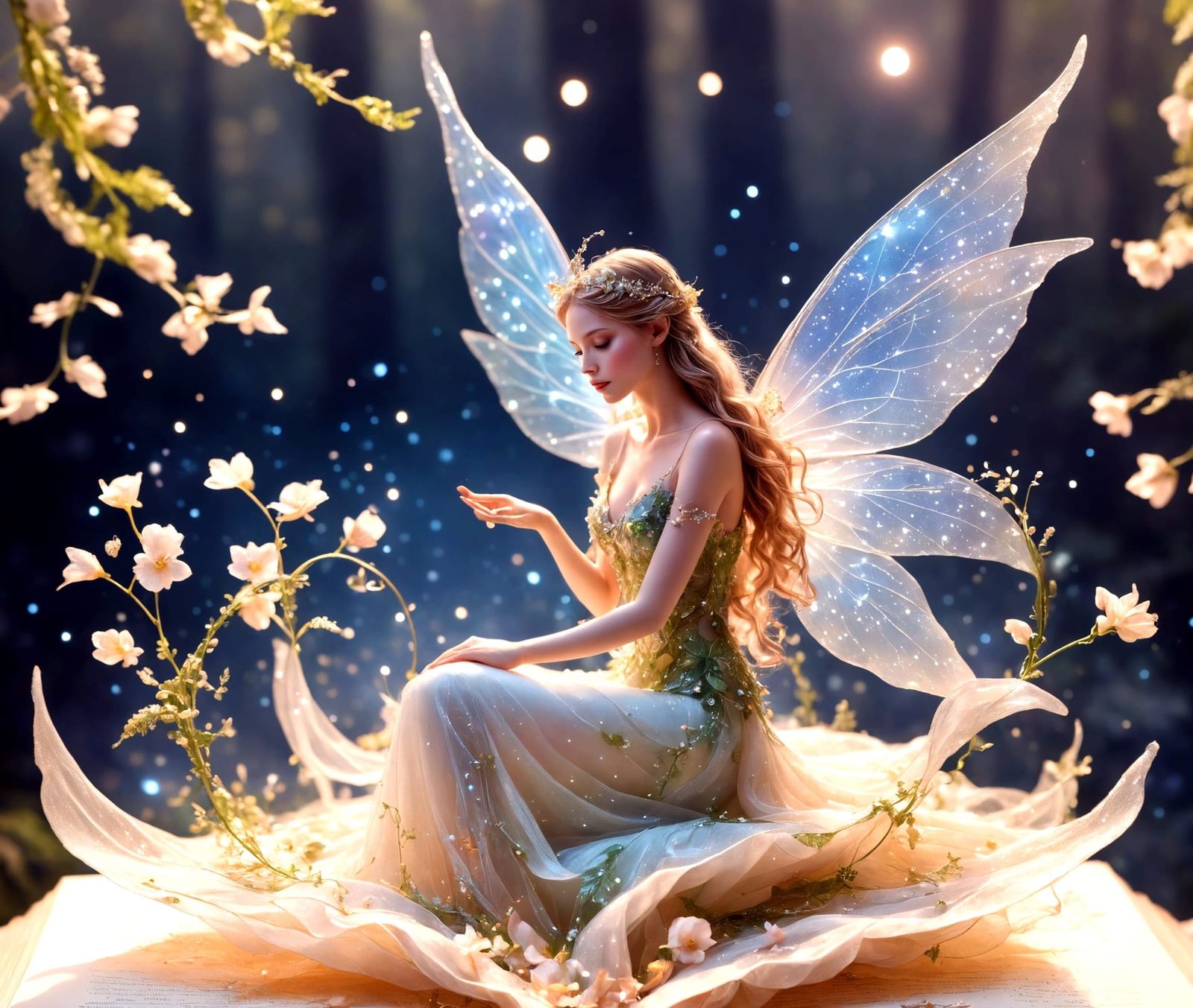 Ethereal Fairy Emerges from Enchanted Book