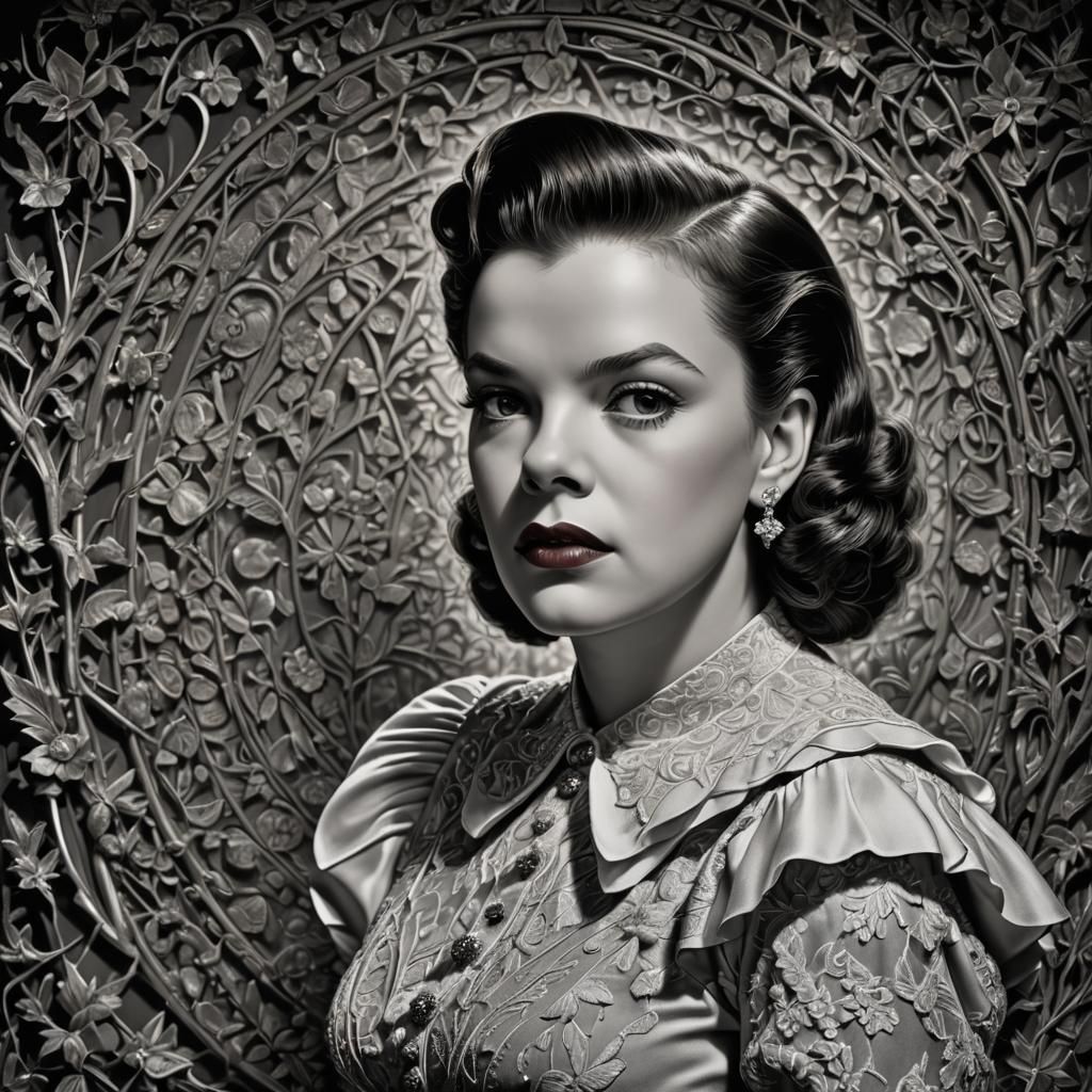 Hyperrealistic Portrait of Judy Garland in Sharp Focus