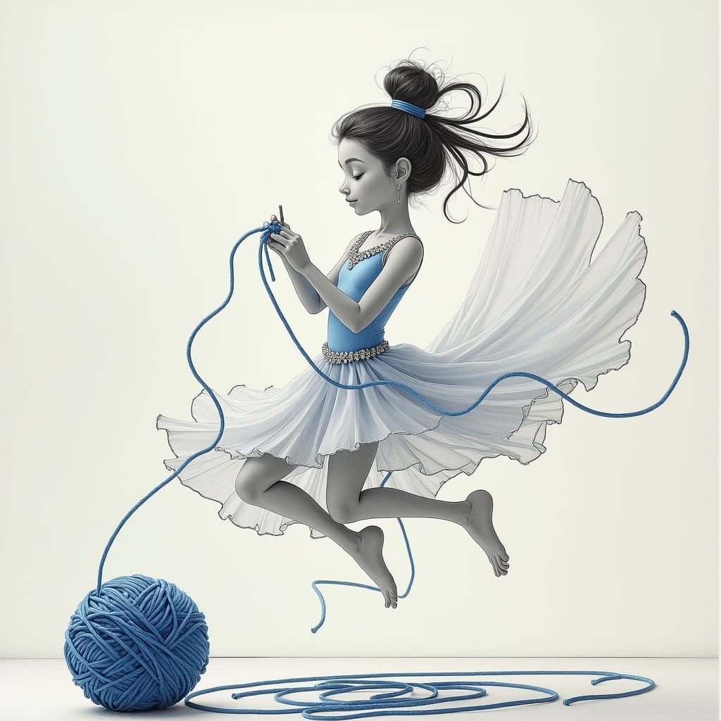 Argentine Fairy Gymnast: Detailed Pencil Sketch