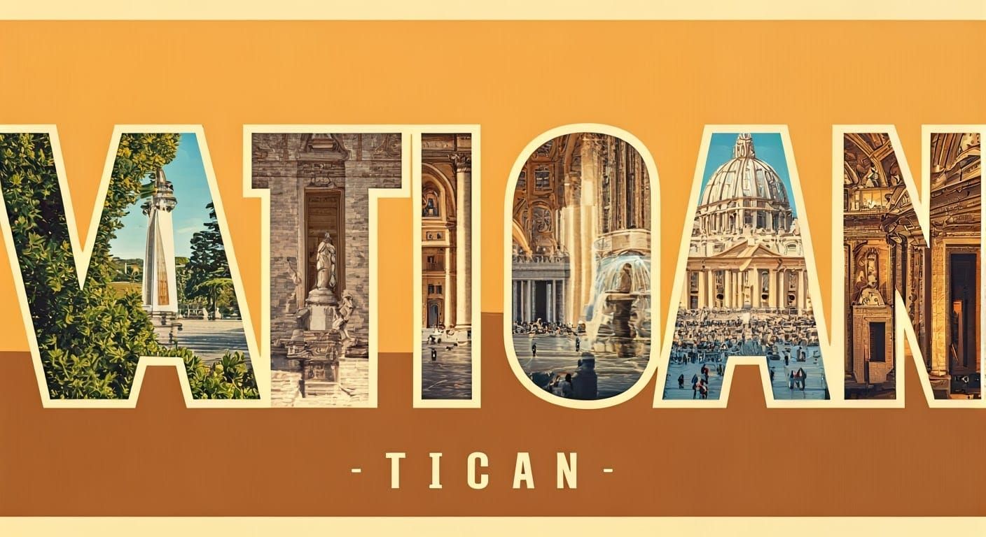 Vatican Landmarks Typographic Poster in Warm Italian Light