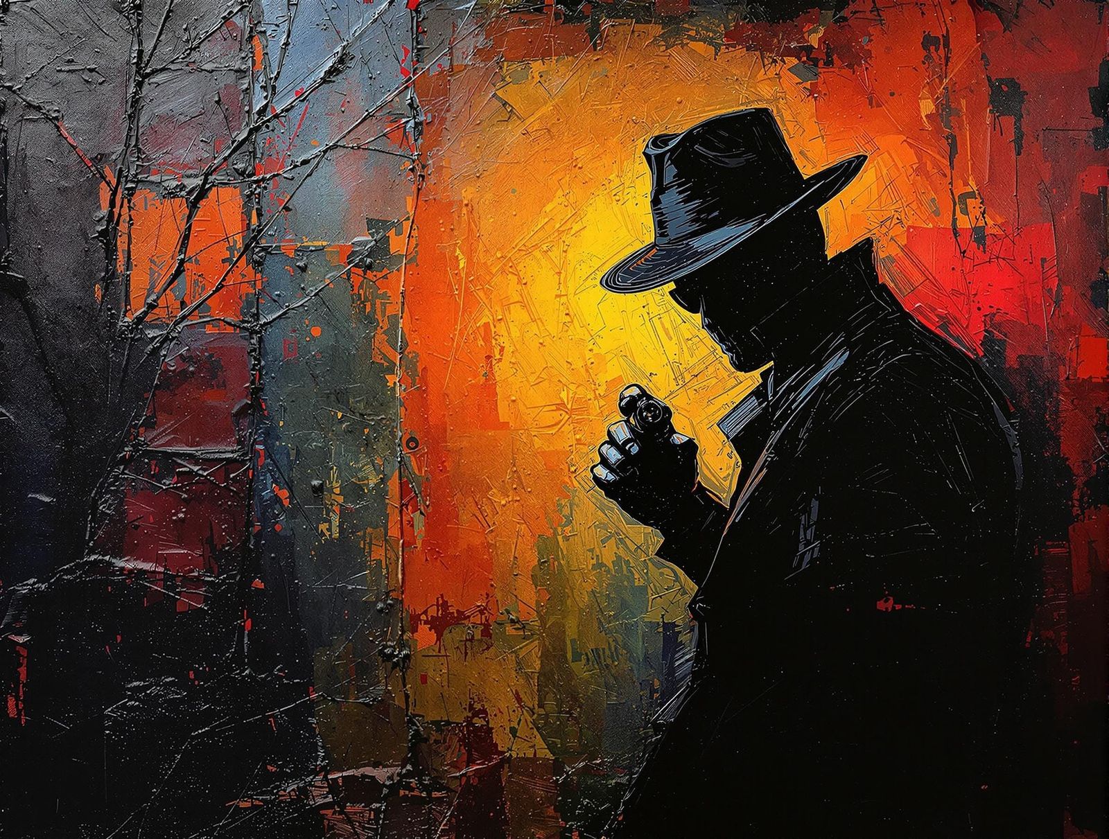 Noir Private Investigator in Expressionist Impasto Style