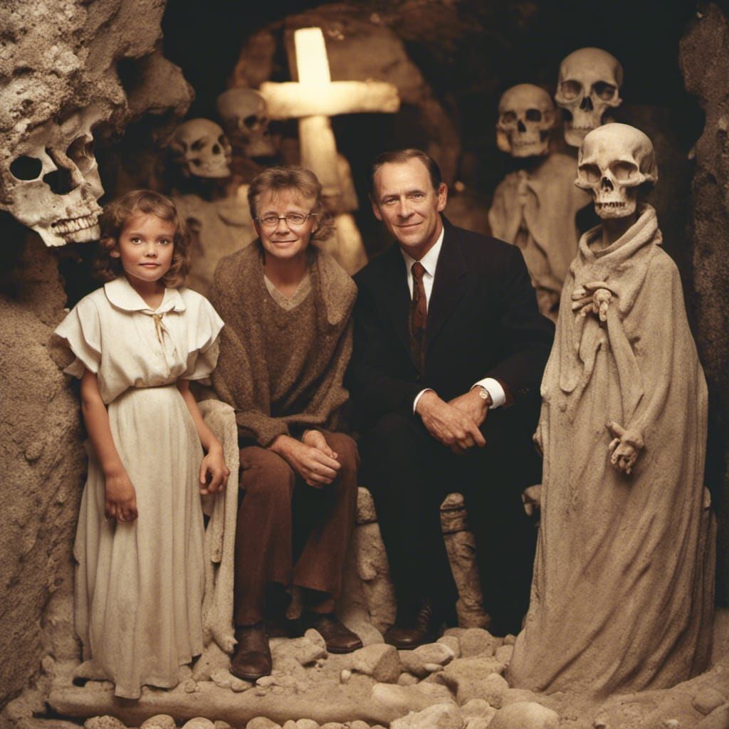 Awkward Family Photo in Bone Catacombs