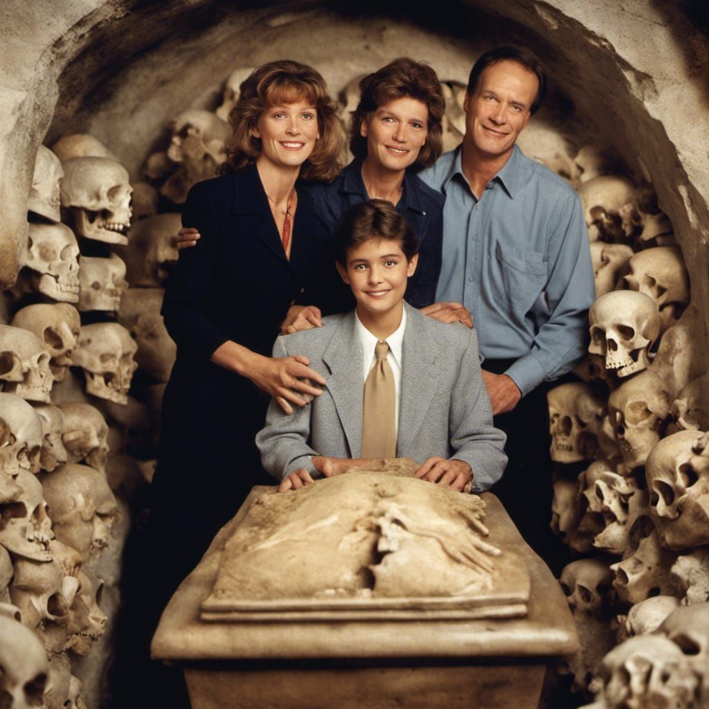 Awkward Family Photo in Bone Catacombs