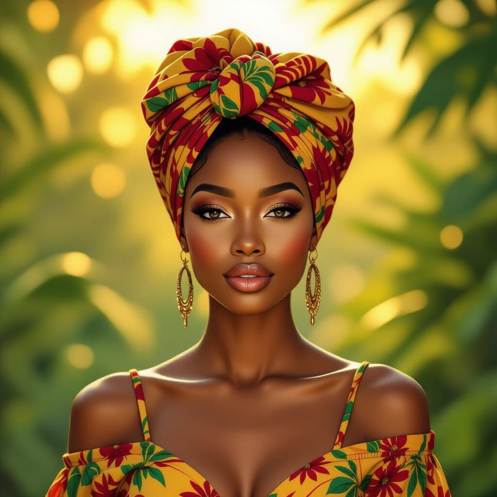 Radiant African Woman in Golden Hour Light