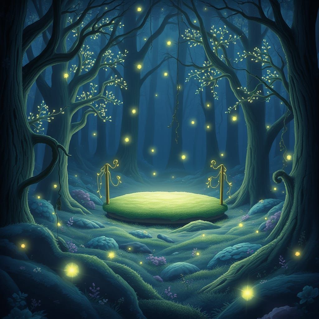 Enchanted Forest Clearing with Bioluminescent Flora