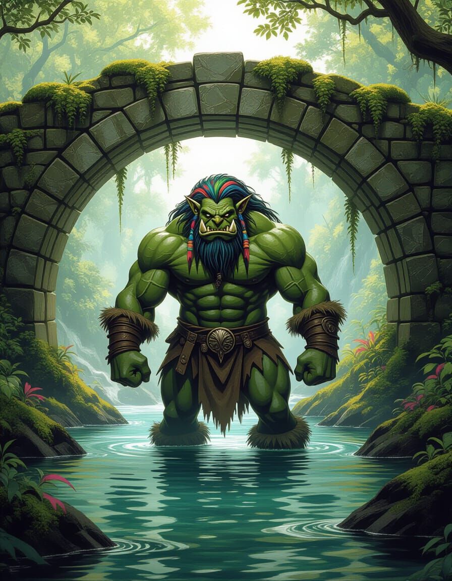 Muscular Troll in Fantasy Landscape
