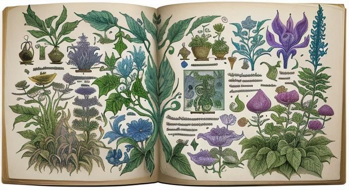 Magical Plants: Intricate Ink Illustration in Art Brut Style