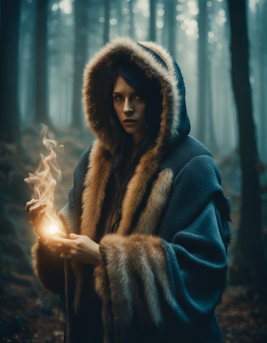 Water Mage Casting Healing Magic in Misty Forest