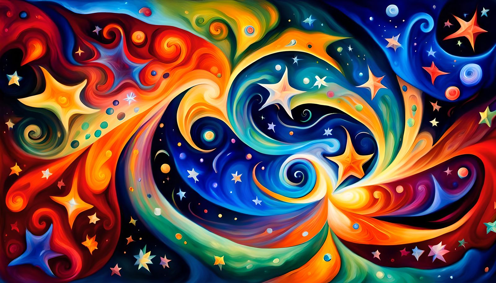 Cosmic Star Cluster in Chagall-Style Impasto Painting