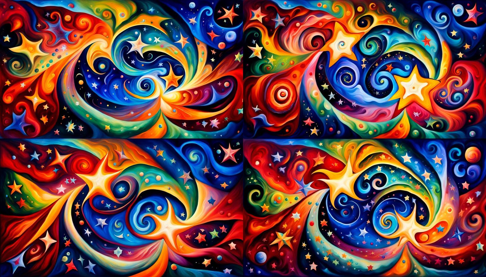 Cosmic Star Dance in Vivid Impasto Oil Style