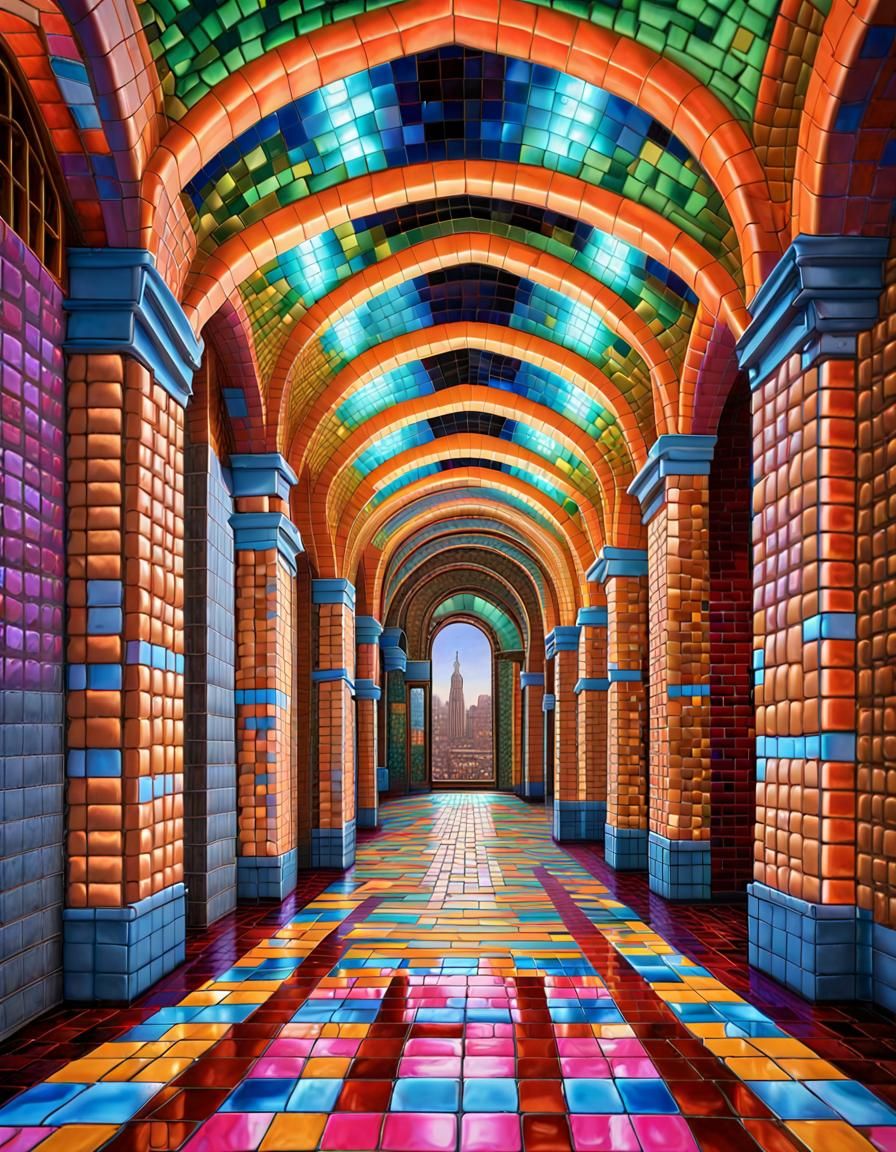 Impossible Labyrinth: Psychedelic Escher-Style Optical Illus...