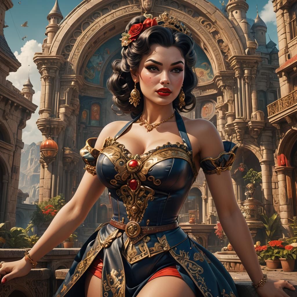Hyperrealistic Persian Pin-Up Art in Detailed Matte Painting
