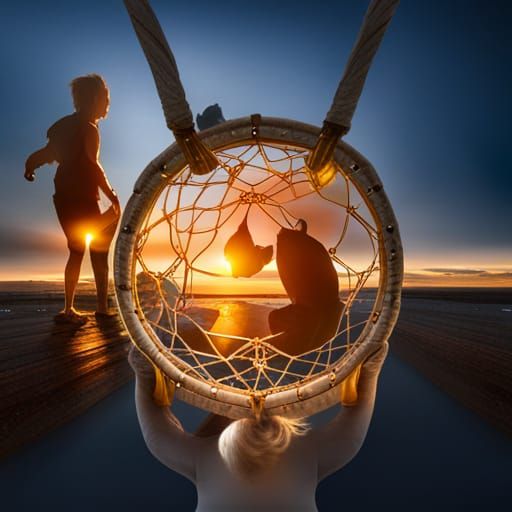 Dream Catchers with Intricate Gold Design