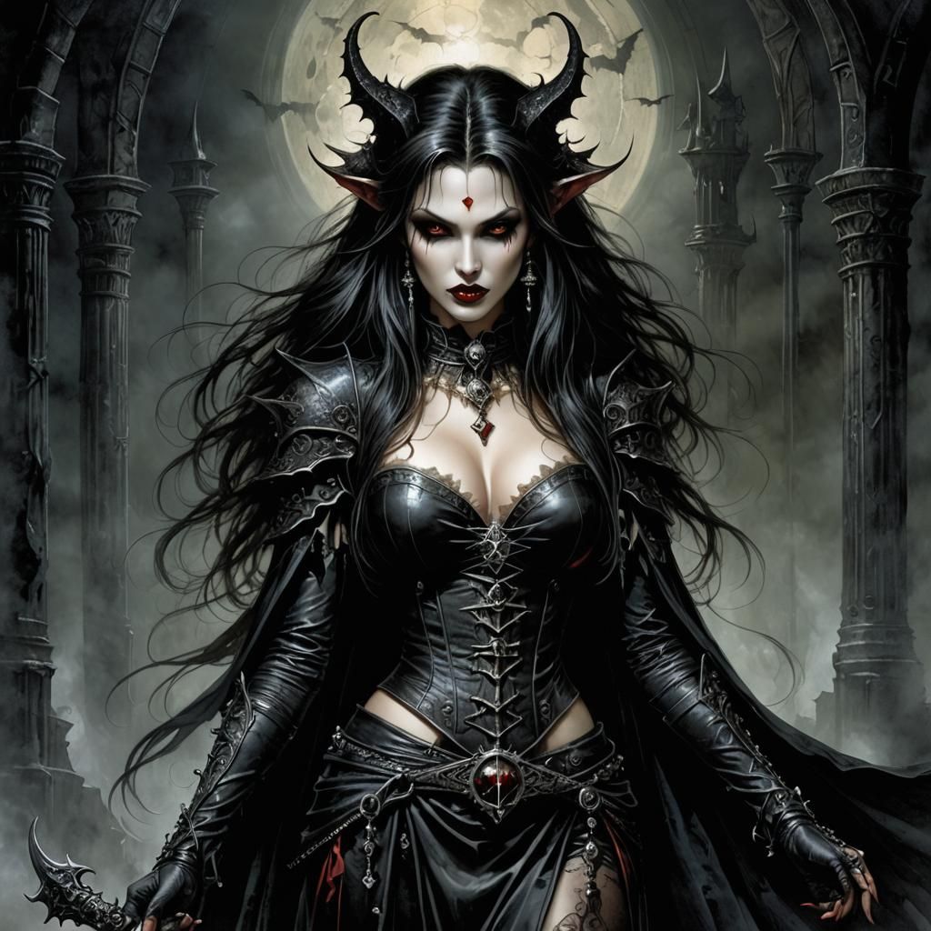 Vampire Sorceress in Dark Horror Art Style
