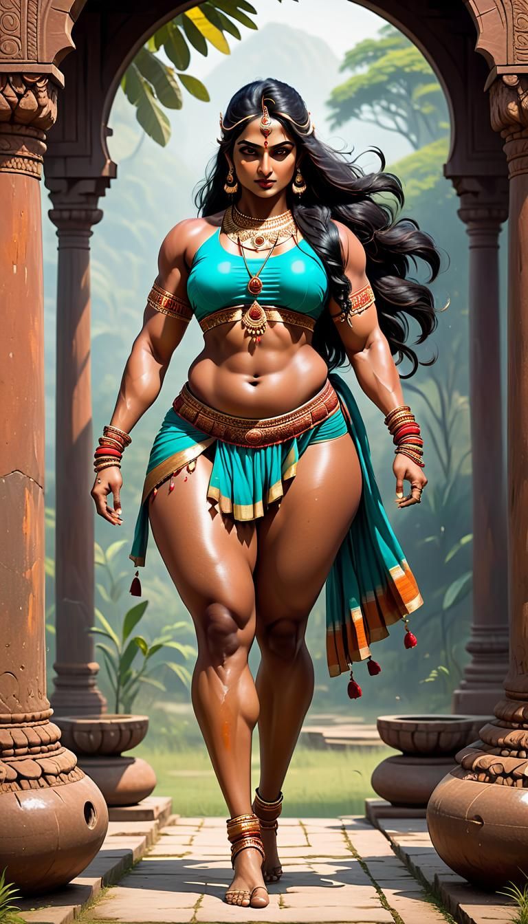 Sensual muscular bodacious beautiful Indian goddess, thick t...