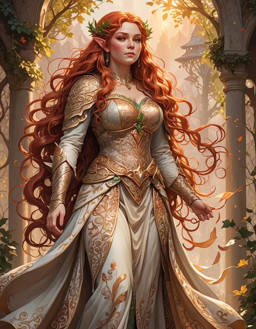 Charming Fantasy Elf Portrait in Romantic Illustration Style