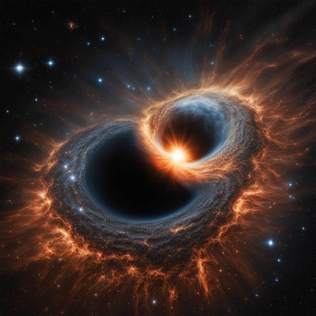 Black Hole Consuming Star: Hyperrealistic Atmospheric Render