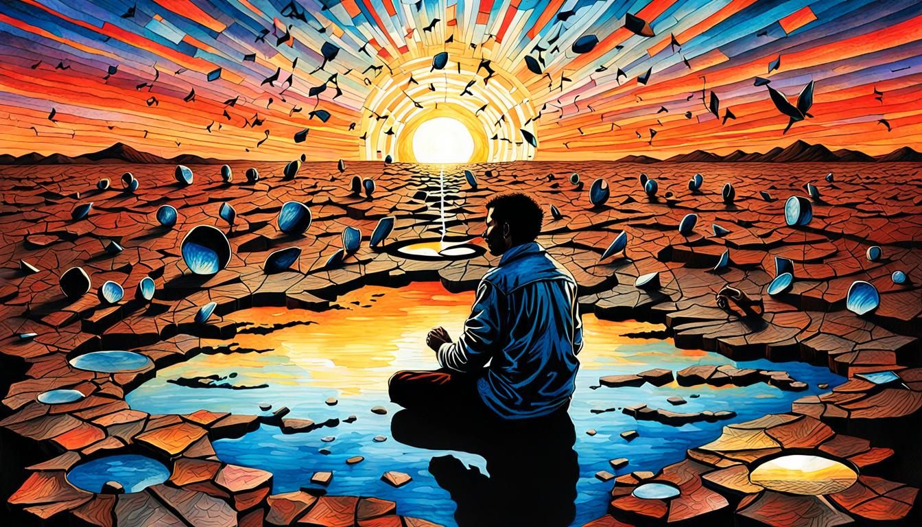 Surreal Bio Art Drawing of Wounded World