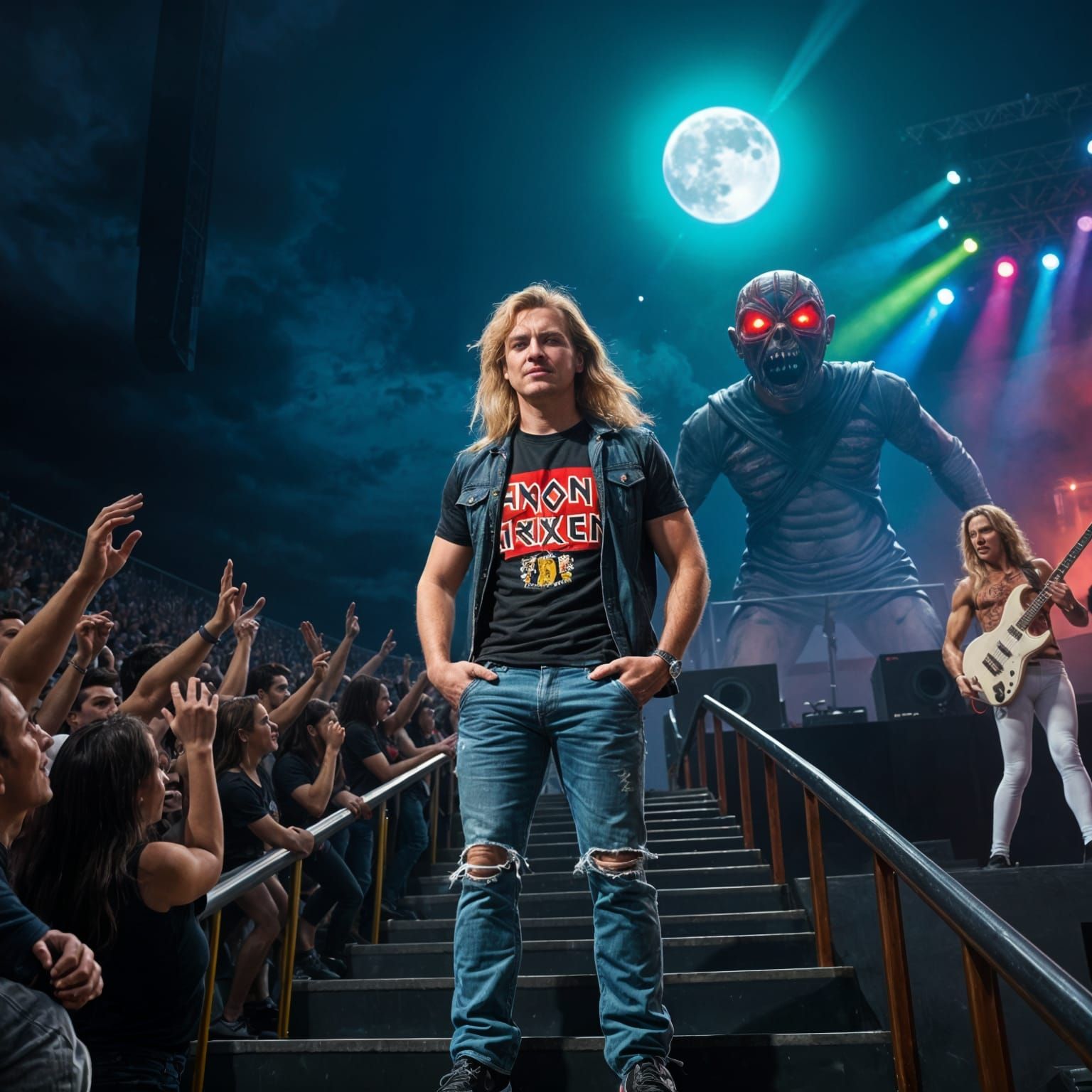 Epic Heavy Metal Concert Under the Rising Full Moon