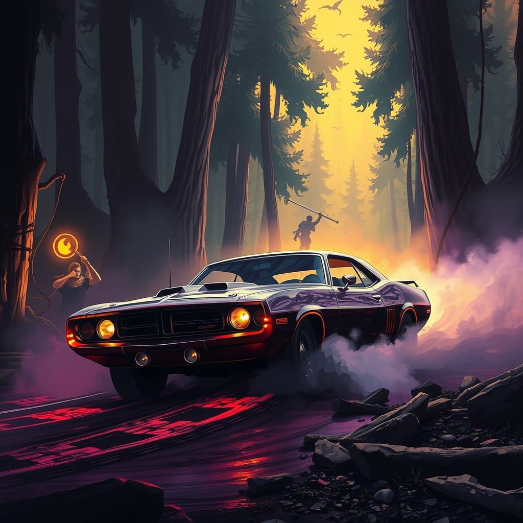 Viking Muscle Car in Dark Norse Realm