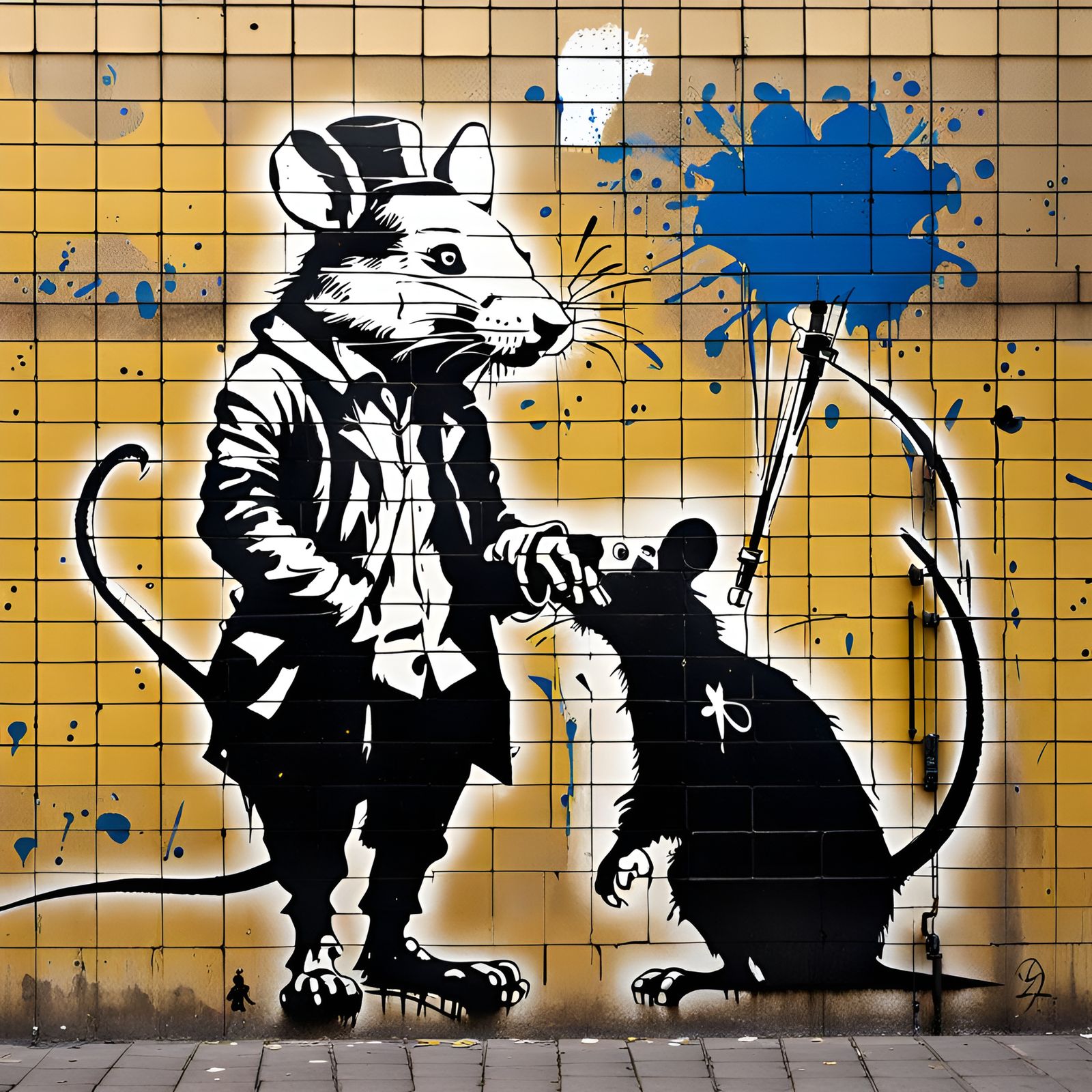 Blek Le Rat Graffiti On A Subway Wall