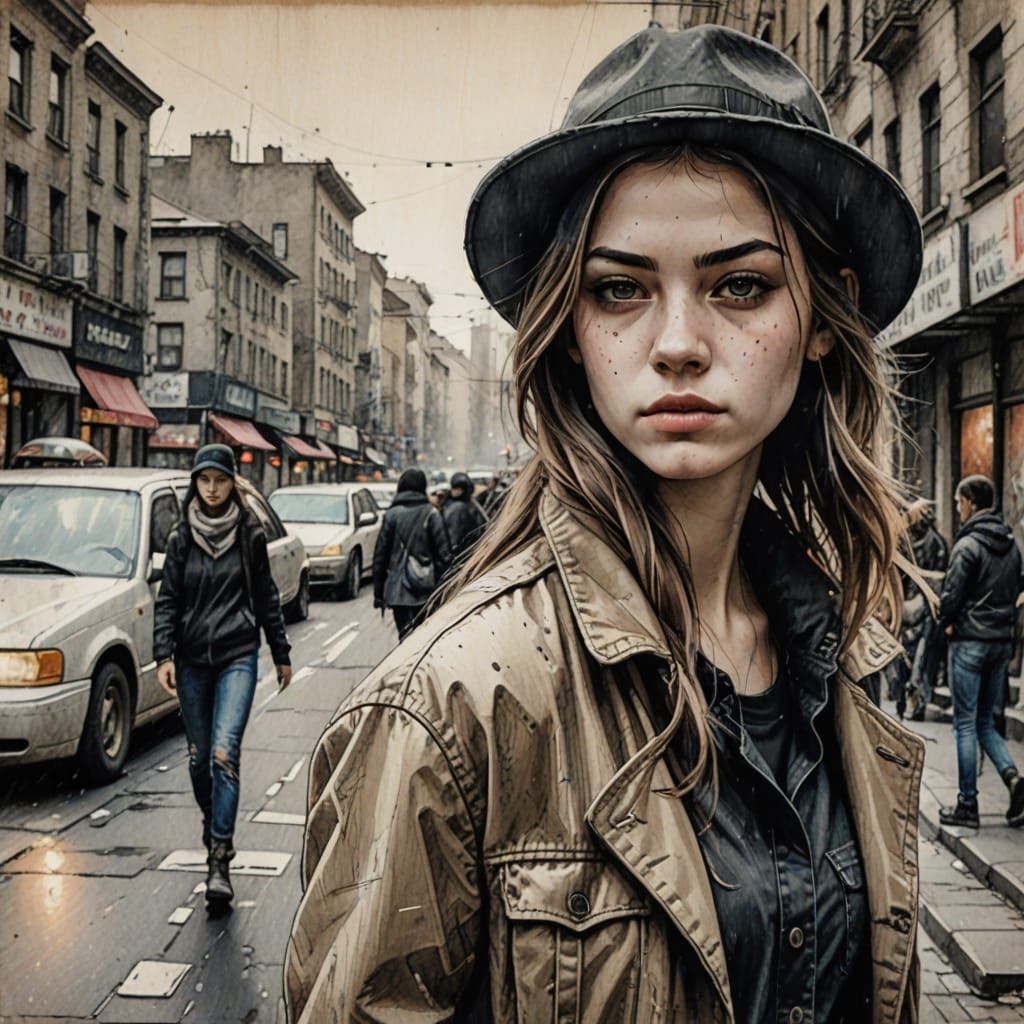 Gangster Teenage Fashionista in Urban Cityscape