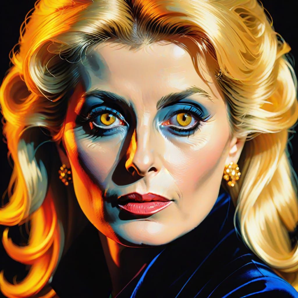 Catherine Deneuve as Vampire in Pop Art Style