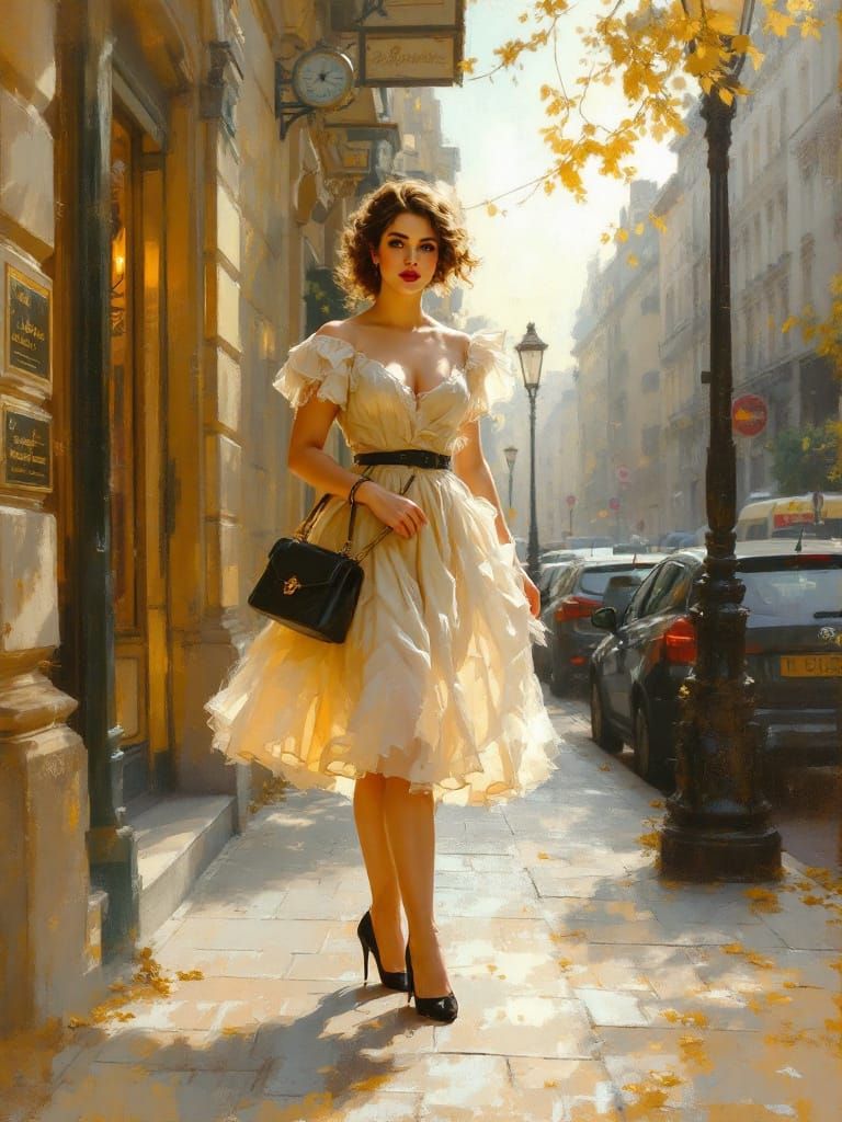 Rococo Pin-Up Woman in Autumn Light