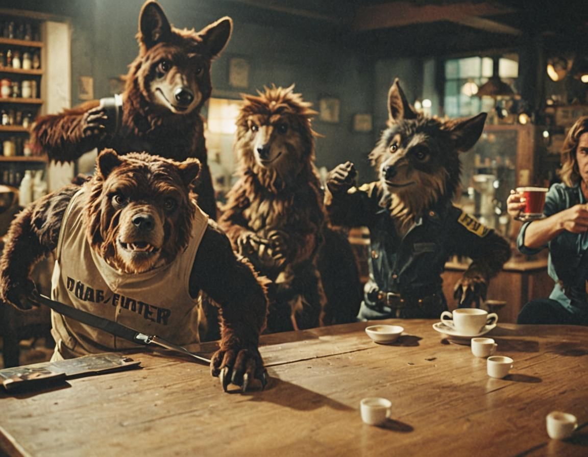 Coffee Cups Replace Beer: A Cinematic Still