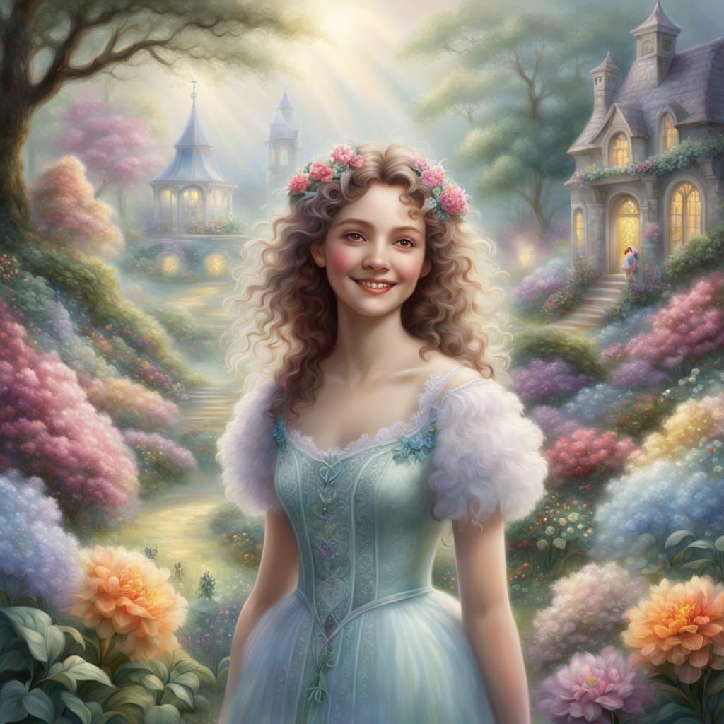 Ethereal Woman in a Fluffy Garden