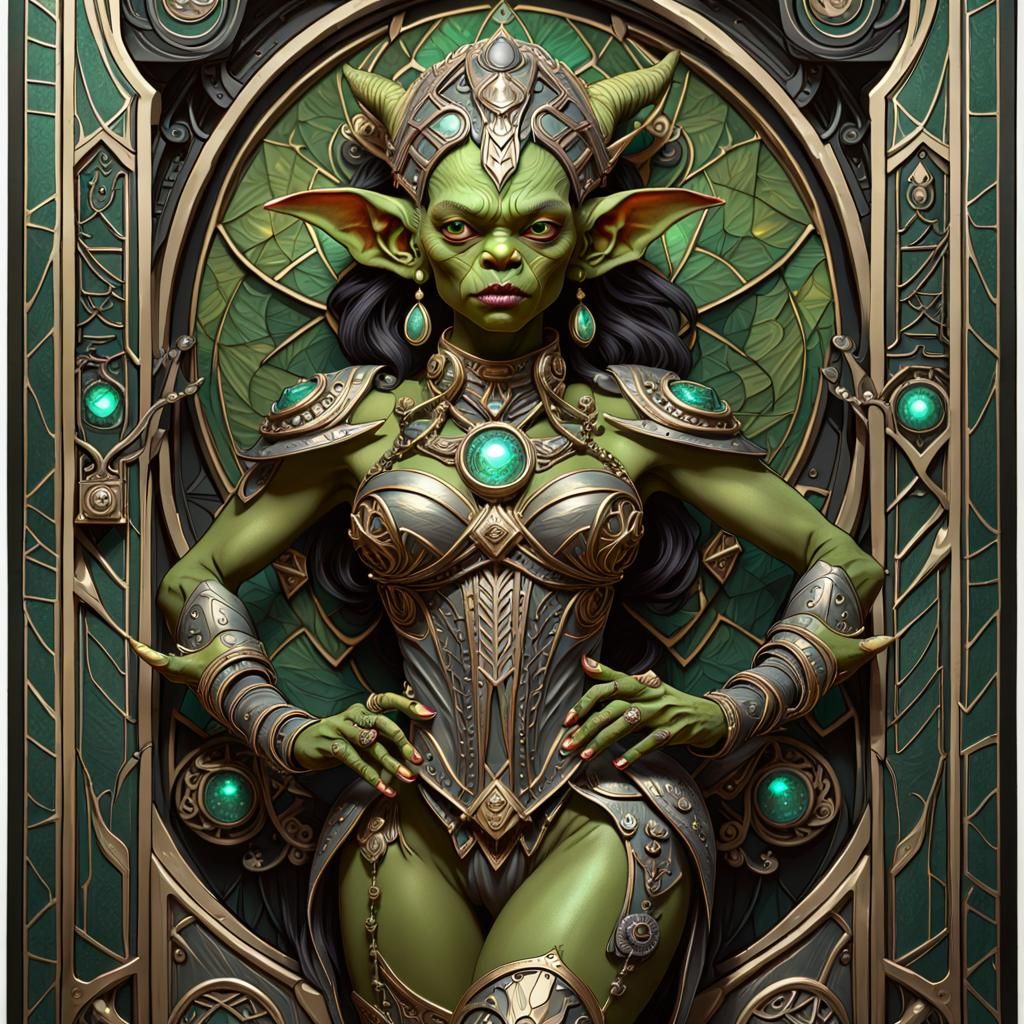Goblin Pop Diva in Sci-Fi Art Nouveau Style