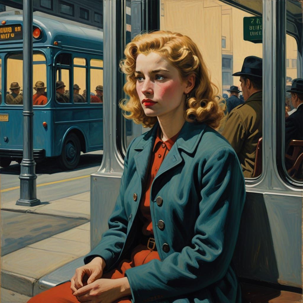 Woman Waiting in a City Street Scene